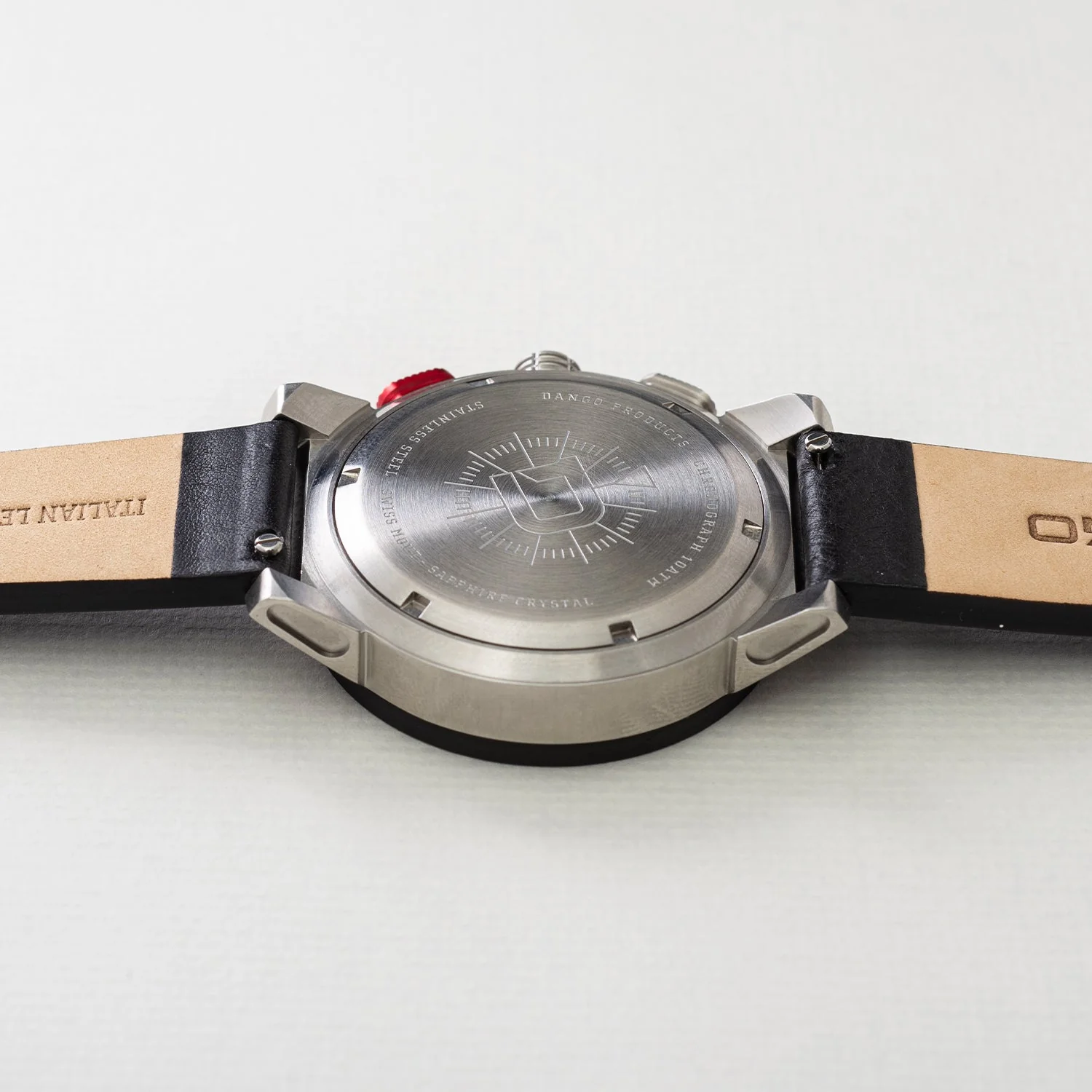 CR-01 - Chrono Watch with Italian Leather Strap - Jet Black - Image 3