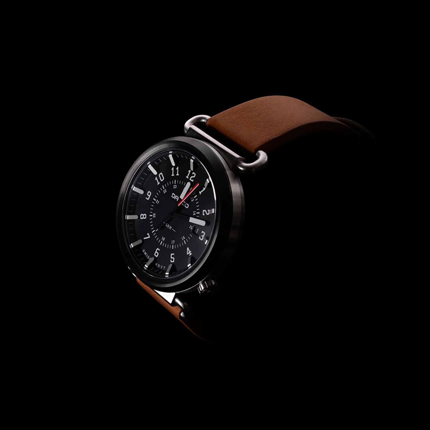 TK-01 - Trek Watch with Italian Leather Strap - Whiskey Brown - Image 11