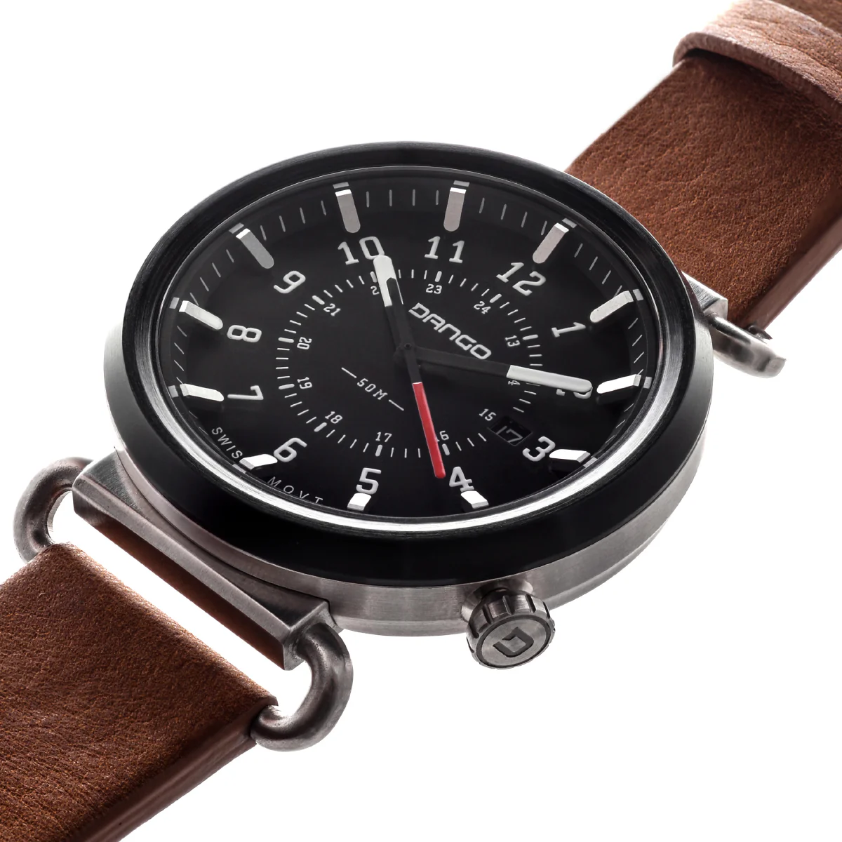 TK-01 - Trek Watch with Italian Leather Strap - Whiskey Brown - Image 5